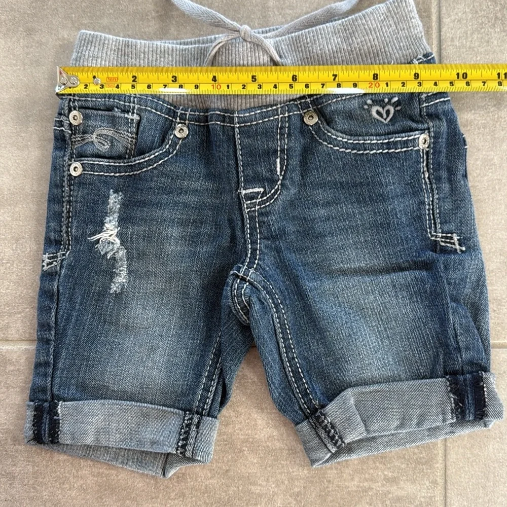 *LIKE NEW* Justice Girl's Cuffed Jean Shorts w/ Drawstring - 6S